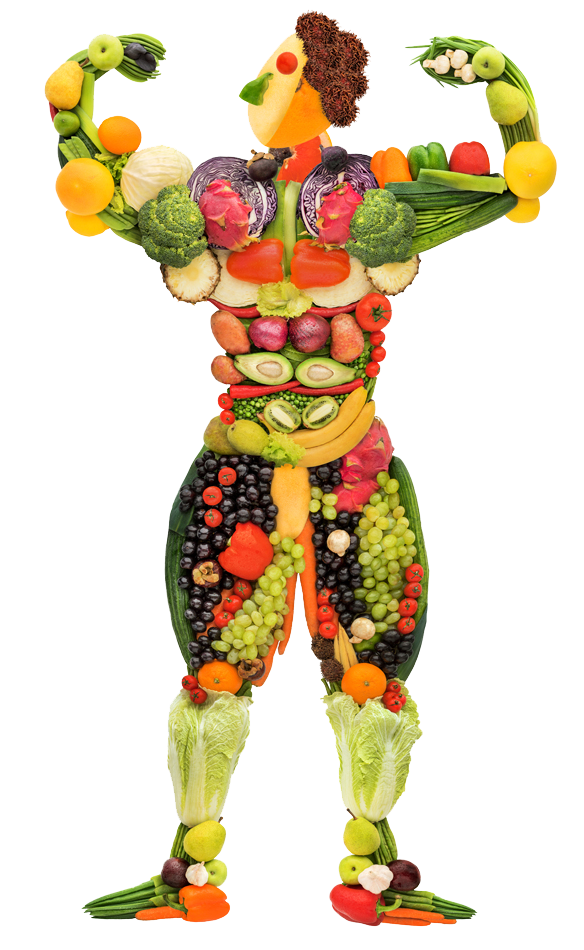 body made up of fruits and vegetables